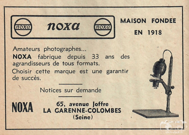 Noxa - Agrandisseurs Noxa - mai 1951