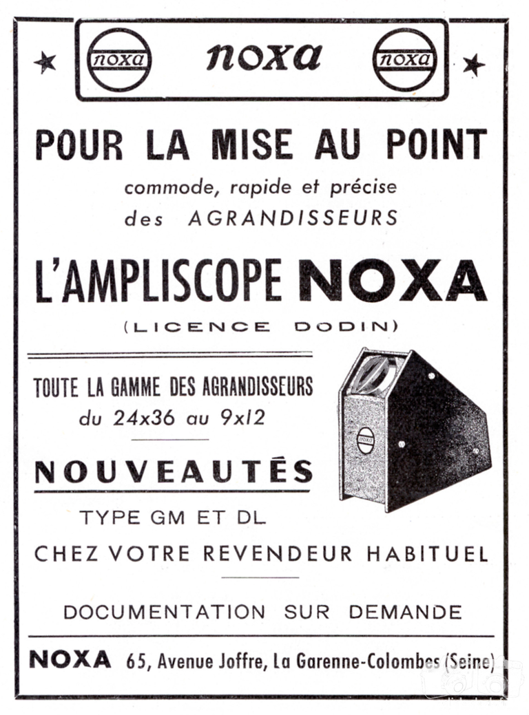 Noxa - Ampliscope Noxa, Agrandisseurs Noxa GM, Noxa DL - 1951