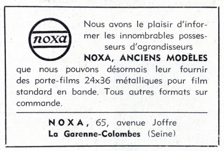 Noxa - Agrandisseurs Noxa - 1952