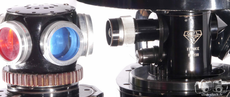 Microscope métallographique, tourelle de filtres colorés