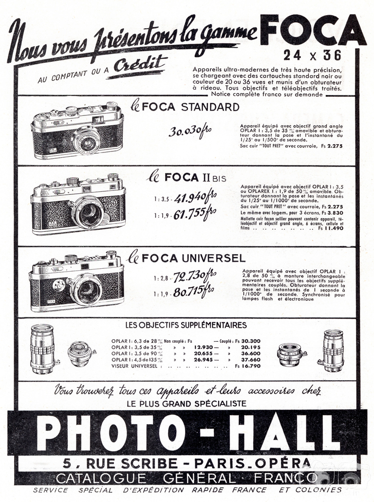 Photo-Hall - Foca Standard, Foca II bis, Foca Universel - 1951