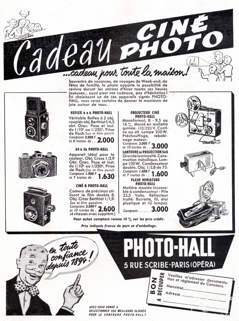 Photo-Hall - Semflex Photo-Hall, Baby-Sem Photo-Hall, Christen Photo-Hall, projecteur, lanterne de projection, flash - 1955