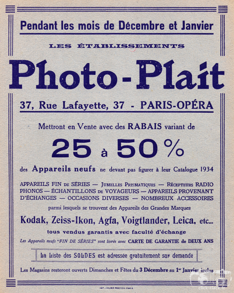 Photo-Plait - Kodak, Zeiss-Ikon, Agfa, Voigtländer, Leica - 1933