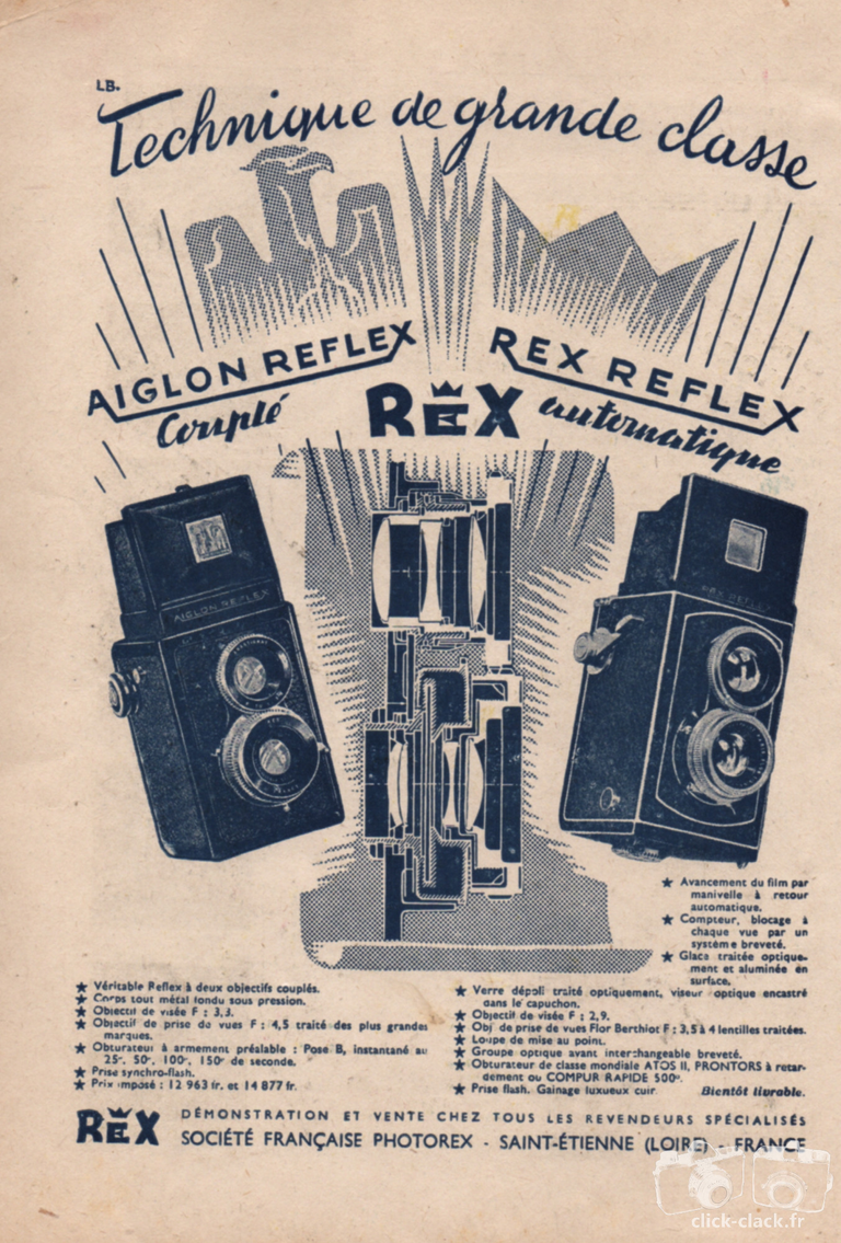 Photorex - Aiglon Reflex couplé, Rex Reflex automatique - avril 1950 - Sciences & Vie