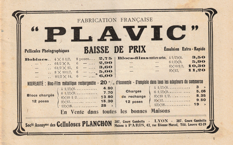 Plavic - La revue française de photographie n°67 - Pellicules, Bloc-Films - 01 octobre 1922