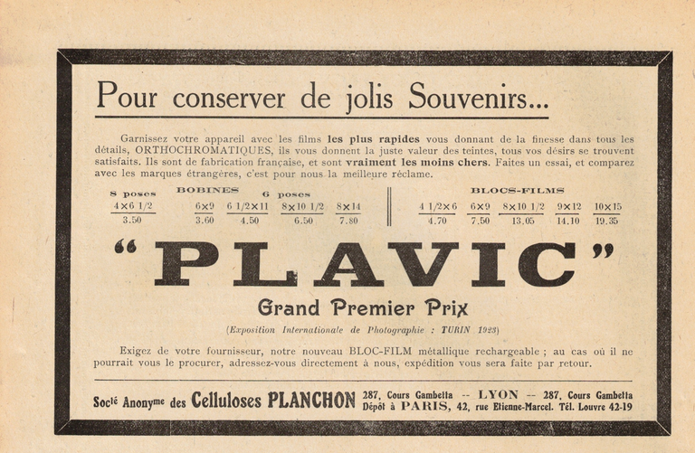 Plavic - La revue française de photographie n°92 - Pellicules, Bloc-Films - 15 octobre 1923