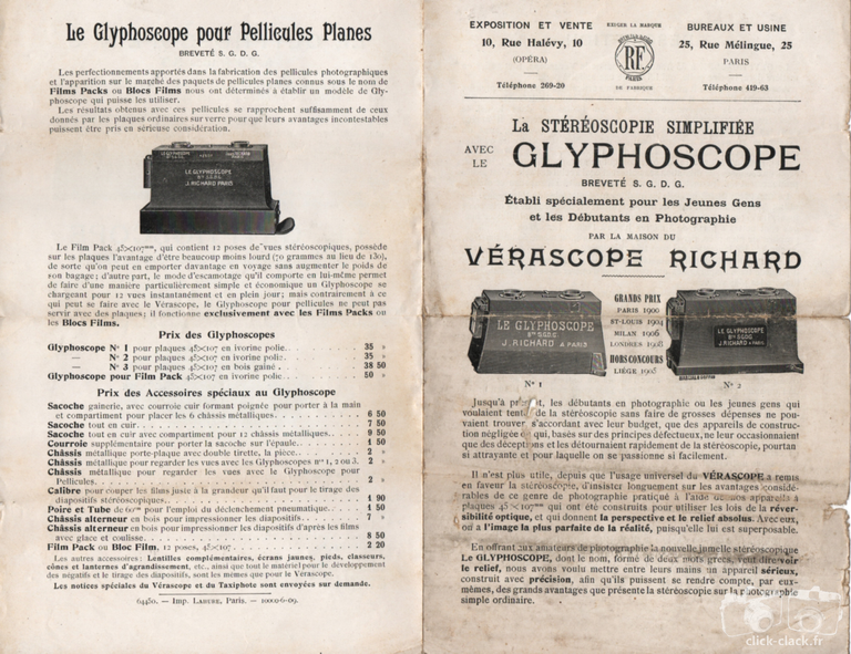 Richard - Dépliant Glyphoscope - 1909 - recto