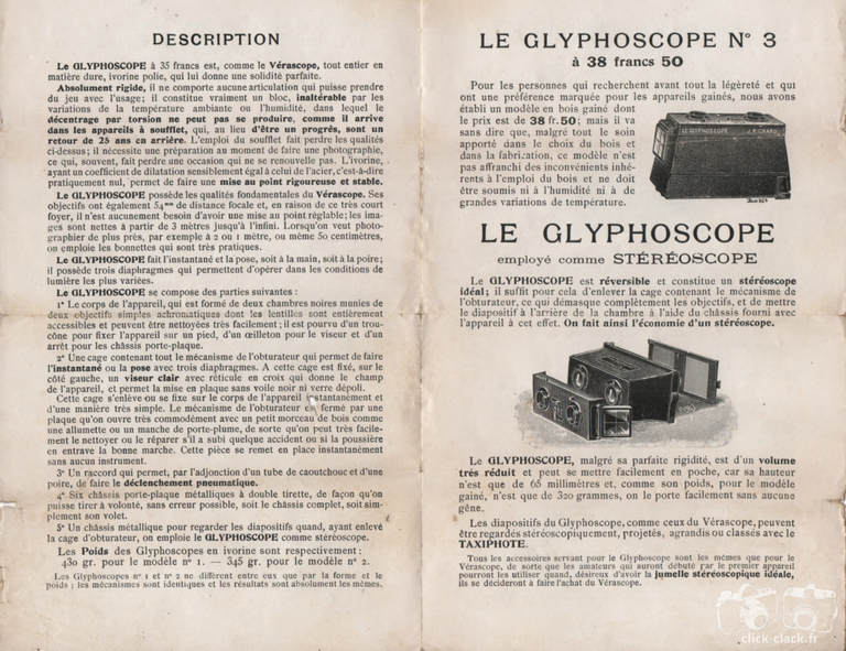 Richard - Dépliant Glyphoscope - 1909 - verso