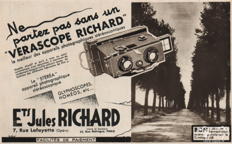 Richard - Vérascope, Stéréa, Glyphoscopes, Homéos - avril 1936 - Revue du Touring Club de France