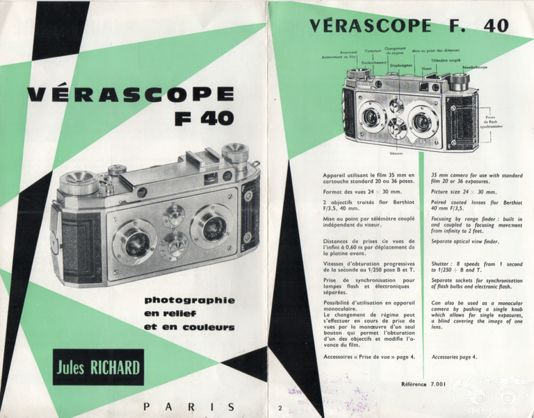 Richard - Dépliant vert - Vérascope F40 - recto