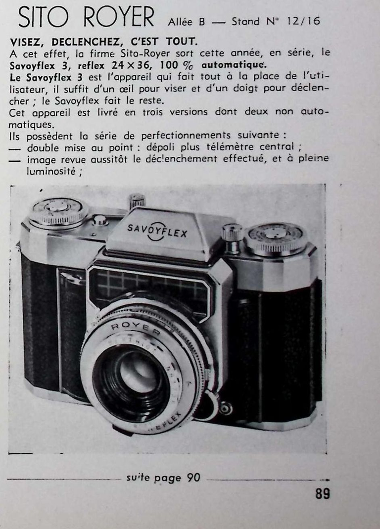 SITO Royer - Savoyflex 3 Automatic - mars avril 1960 - Caméra huit n°15