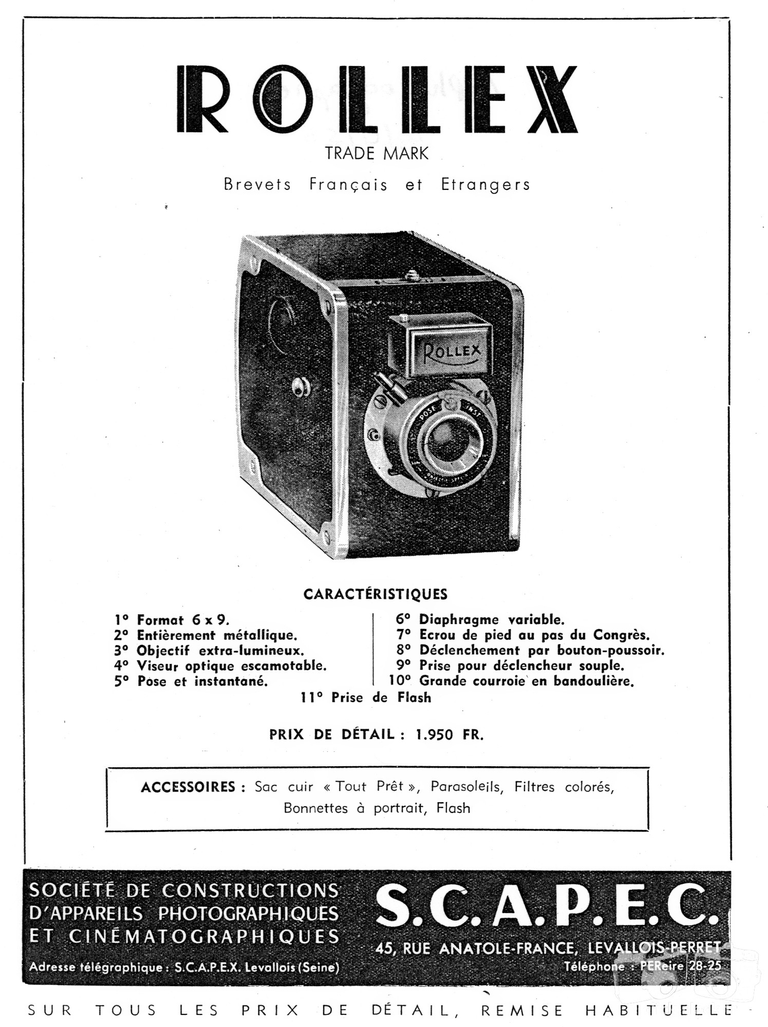 S.C.A.P. - Box Rollex - avril 1950 - Le Photographe