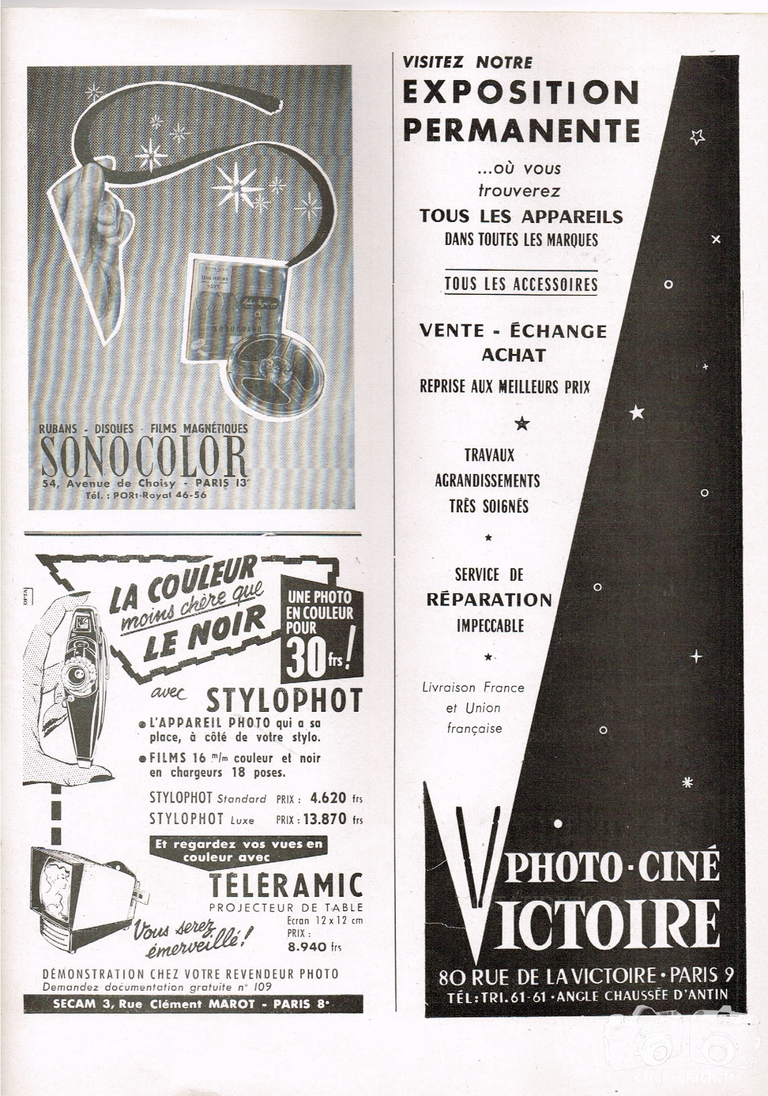 S.E.C.A.M. - Stylophot Standard, Stylophot Luxe - mai 1957 - Photo-Cinéma