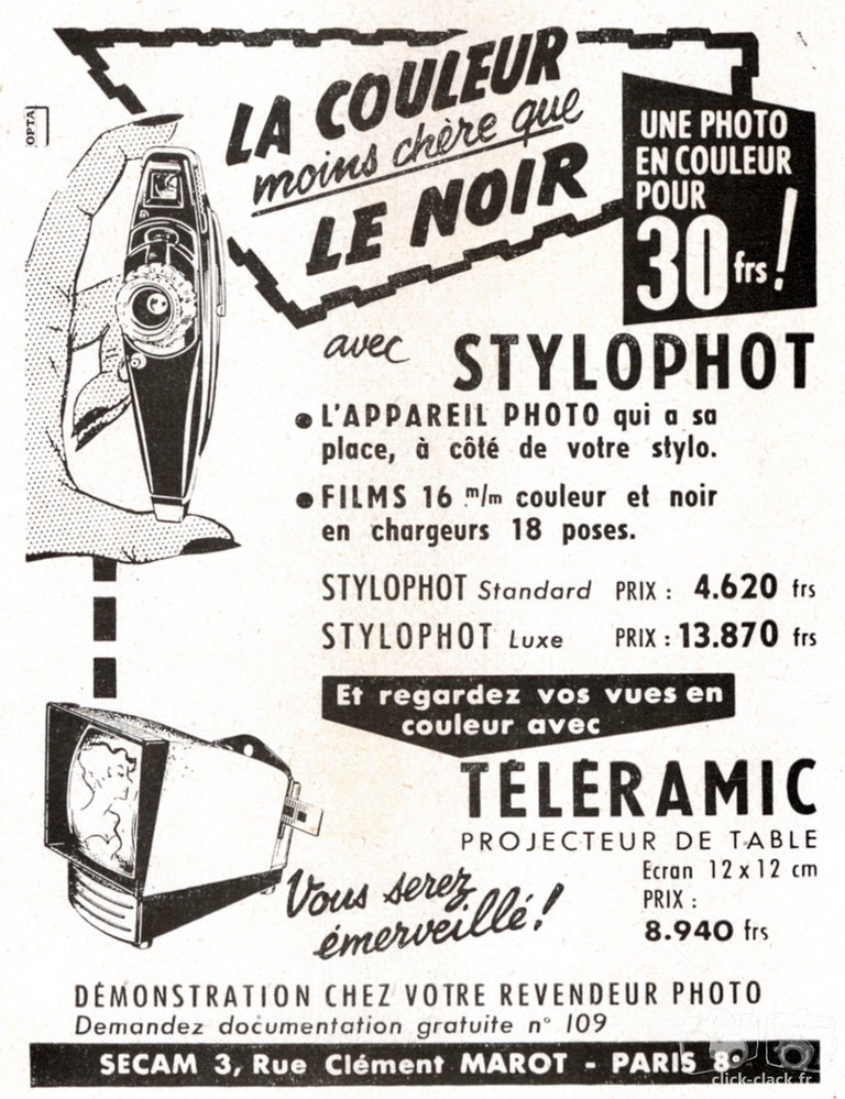 S.E.C.A.M. - Stylophot Standard, Stylophot Luxe - 1957