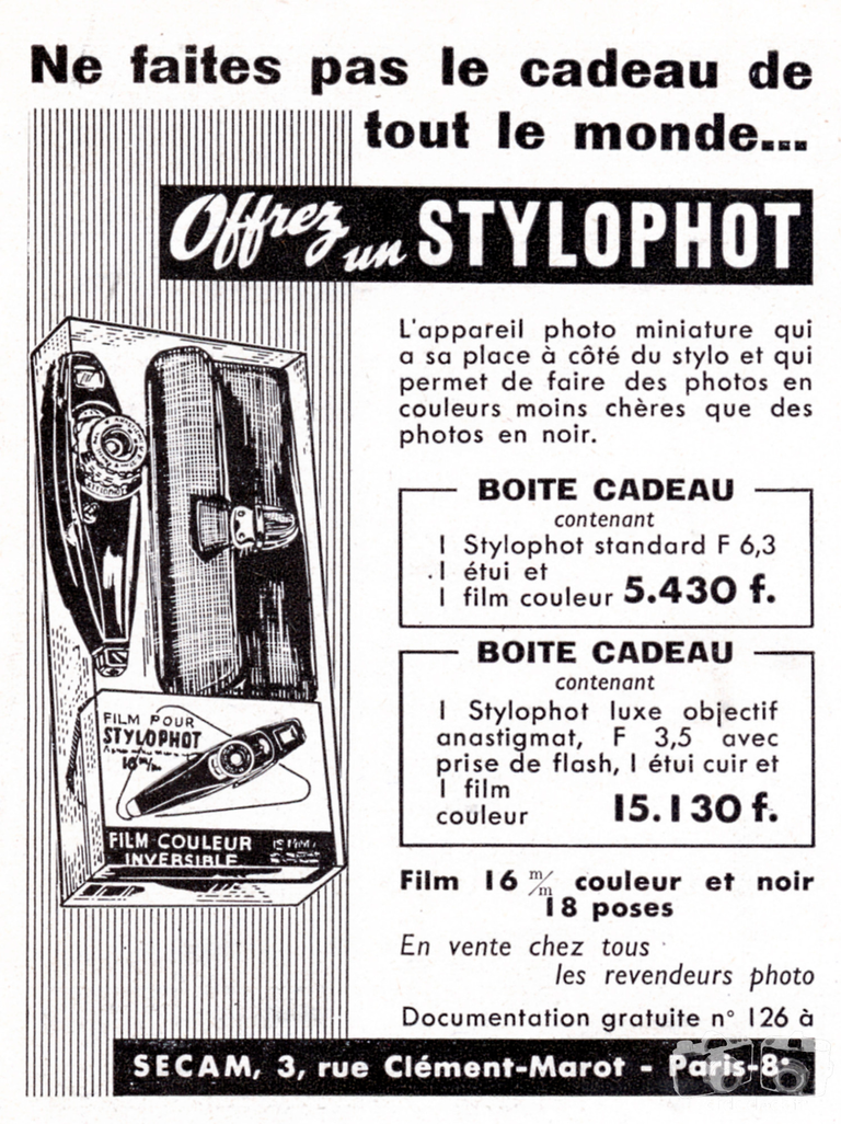 S.E.C.A.M. - Stylophot Standard, Stylophot Luxe - 1957
