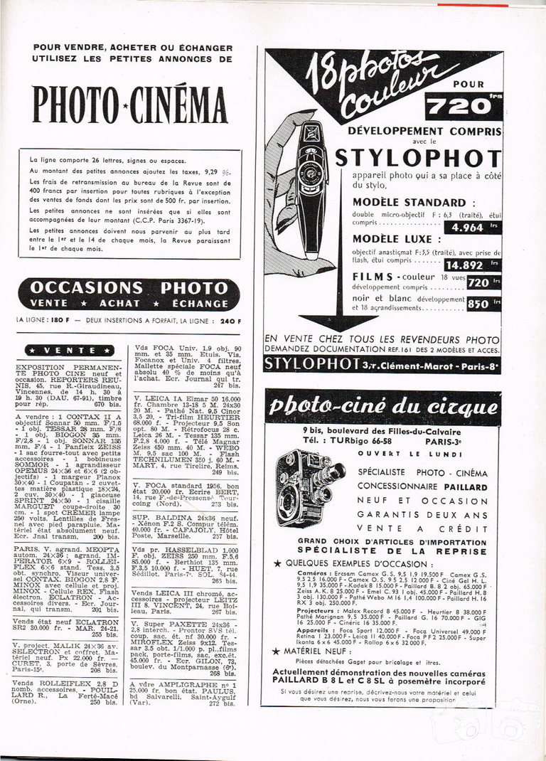 S.E.C.A.M. - Stylophot Standard, Stylophot Luxe - juin 1959 - Photo-Cinéma