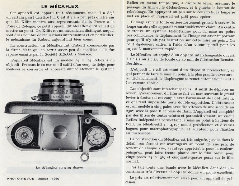 SEROA - Mécaflex- juillet 1960 - Photo-Revue