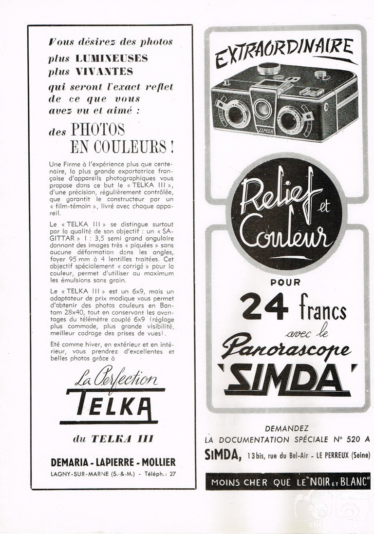 SIMDA - Panorascope relief et couleur - juillet 1956 - Photo-Cinéma