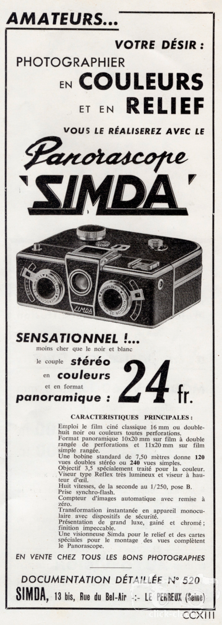 SIMDA - Panorascope relief et couleur - novembre 1956 - Photo-Cinéma