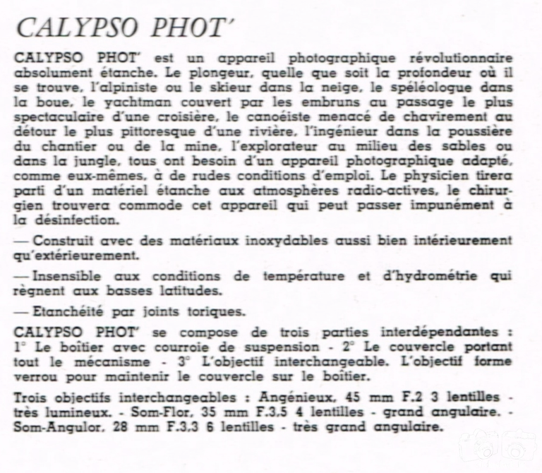 Formaplex - Spirotechnique - Calypsophot - juin 1962 - Photo Cinéma
