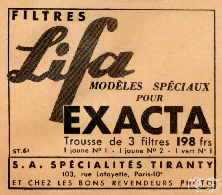 Tiranty - Lifa, Exakta - 1937