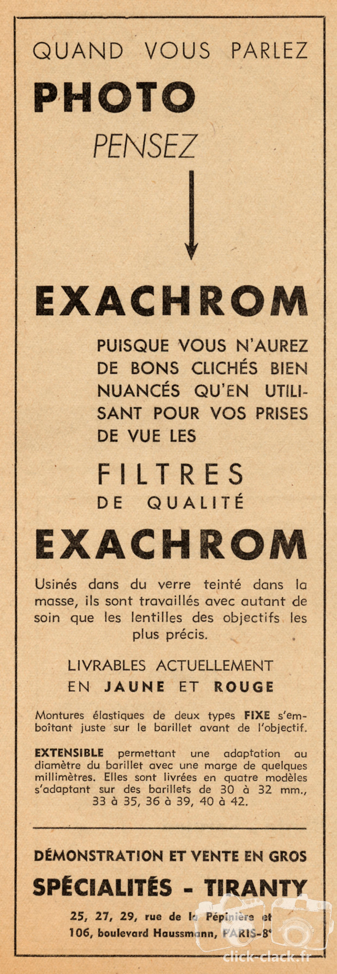 Tiranty - Filtres Exachrom - 1947