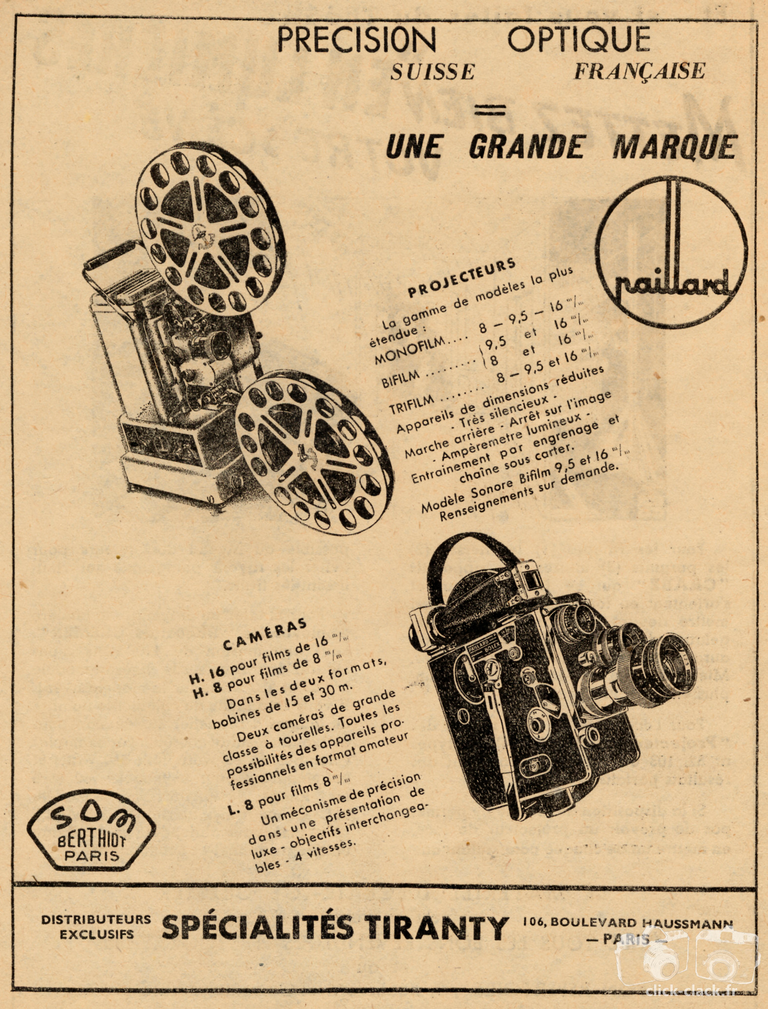 Tiranty - Paillard H16, Paillard H8, Paillard L8, Paillard Projecteurs - 1948
