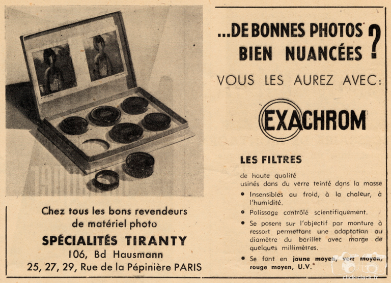 Tiranty - Filtres Exachrom - 1948