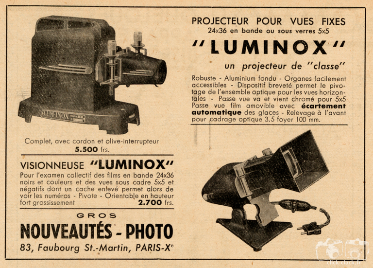 Inox - Projecteur Luminox, Visionneuse Luminox - 1946