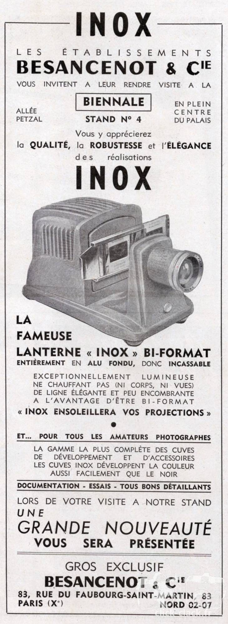 Inox - Lanterne Inox bi-format, Cuves - 1955