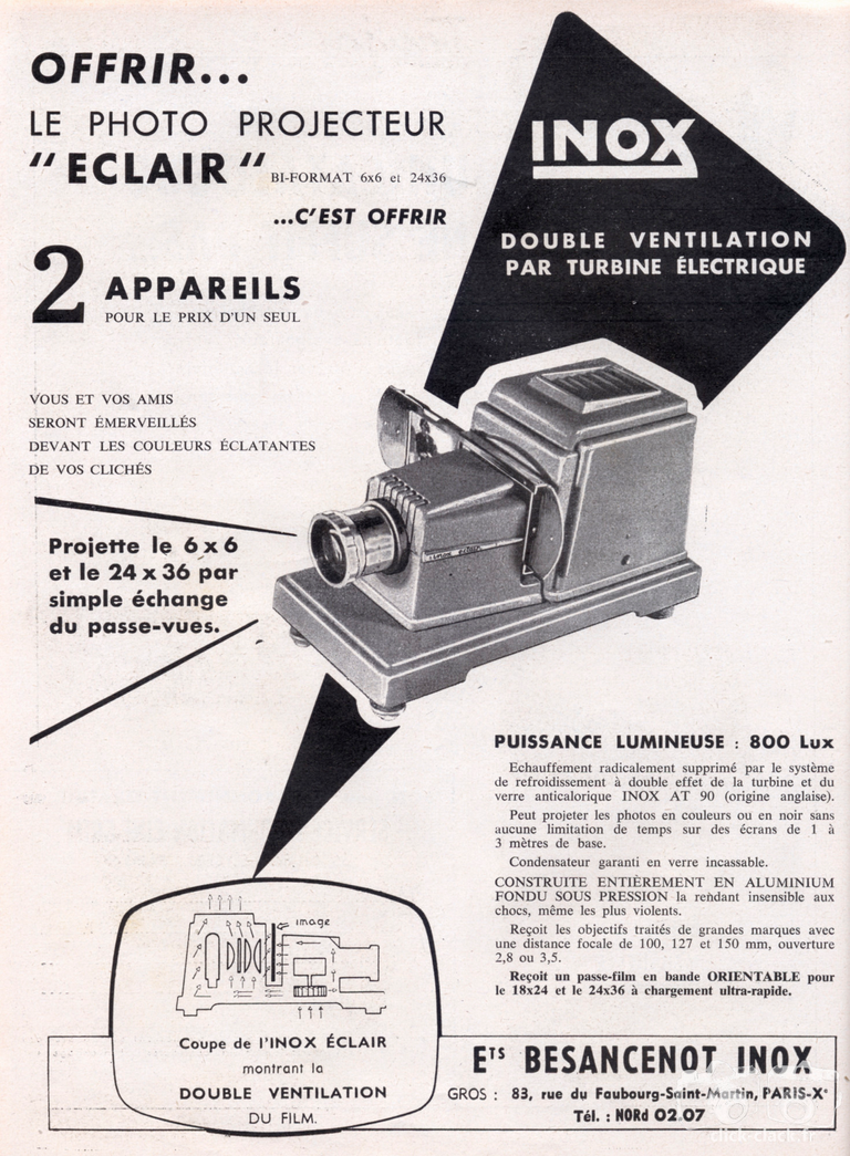 Inox - Photo-Projecteur Inox bi-format - 1956