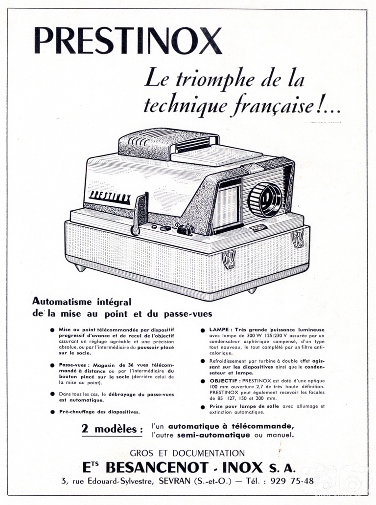 Inox - Projecteur Inox Prestige T60 automatique, Projecteur Inox Elysées - 1960