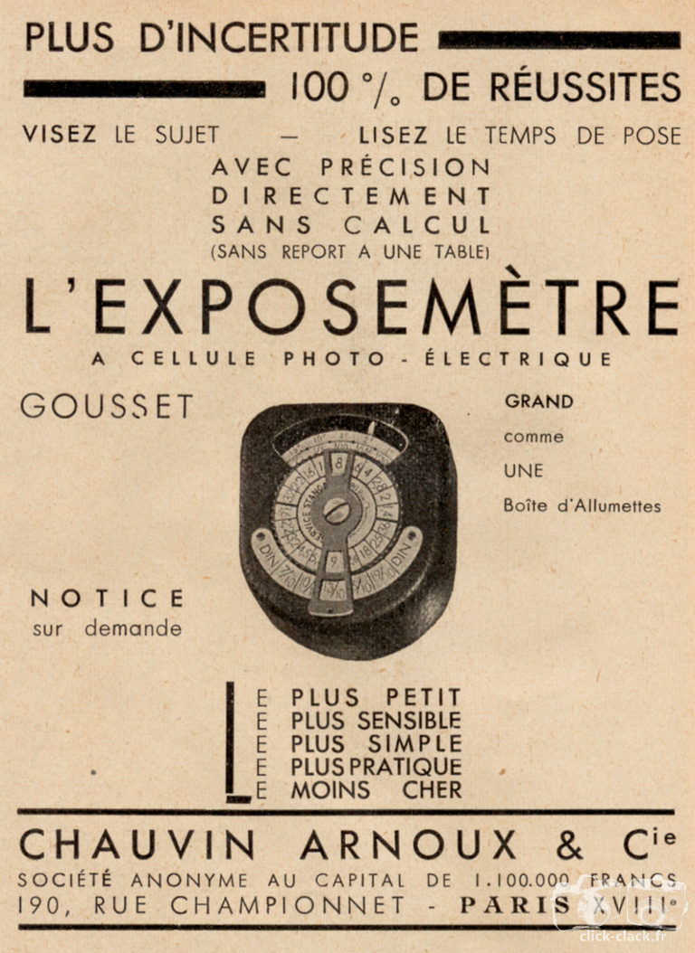 Chauvin Arnoux - Exposemètre - 1937