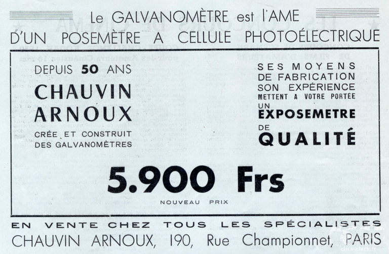 Chauvin Arnoux - Posemètre - 1950