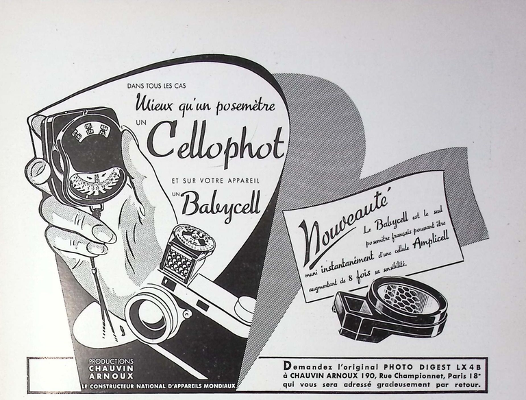 Chauvin Arnoux - Cellophot, Babycell, Amplicell - novembre décembre 1959 - Caméra huit n°13