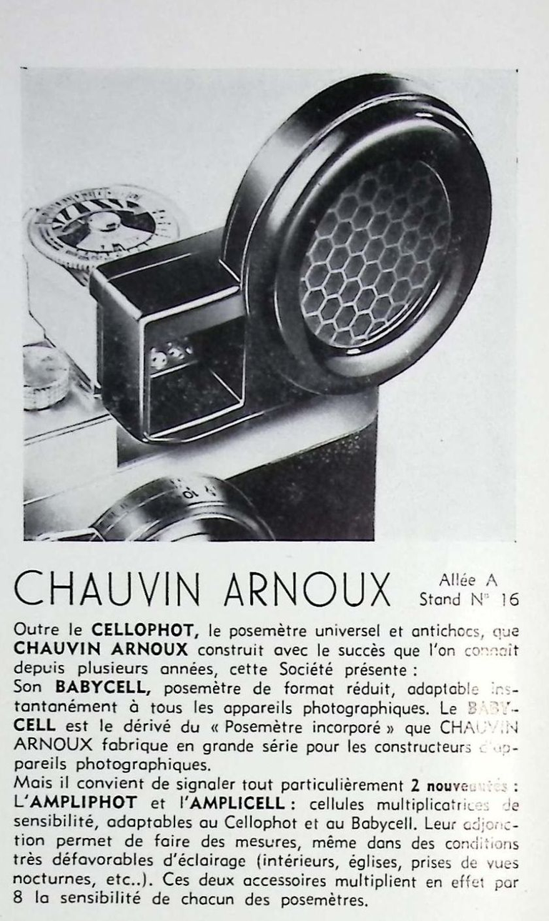 Chauvin Arnoux - Cellophot, Babycell, Amplicell, Ampliphot - mars avril 1960 - Caméra huit n°15