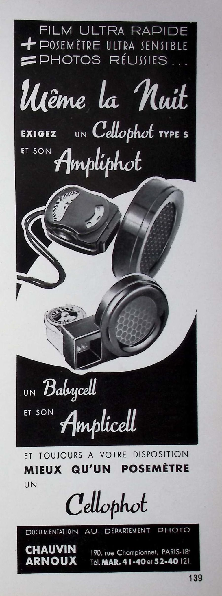 Chauvin Arnoux - Cellophot, Babycell, Amplicell, Ampliphot - mai juin 1960 - Caméra huit n°16
