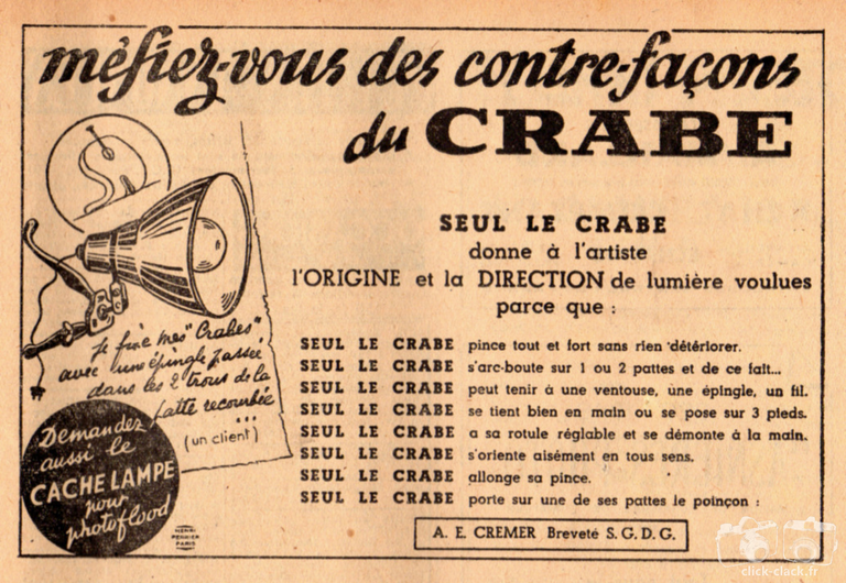 Crémer - Réflecteur Crabe - mars 1948 - Photo-Cinéma