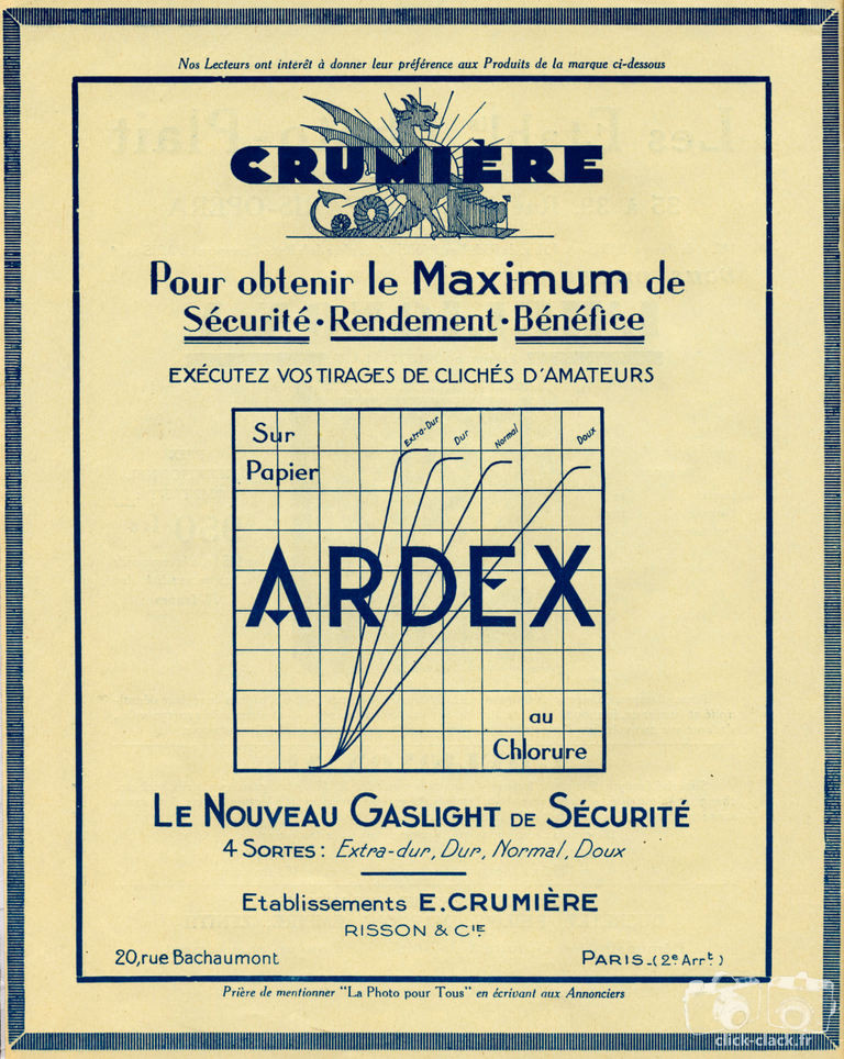 Crumière - Papier Ardex - 1935