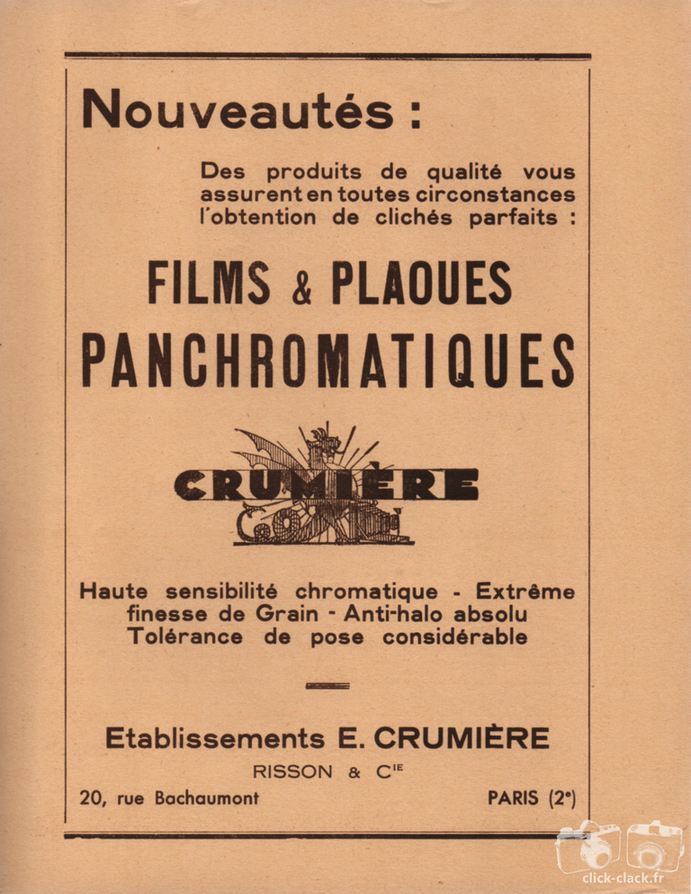 Crumière - Films et Plaques Panchromatiques - 15 juin 1936