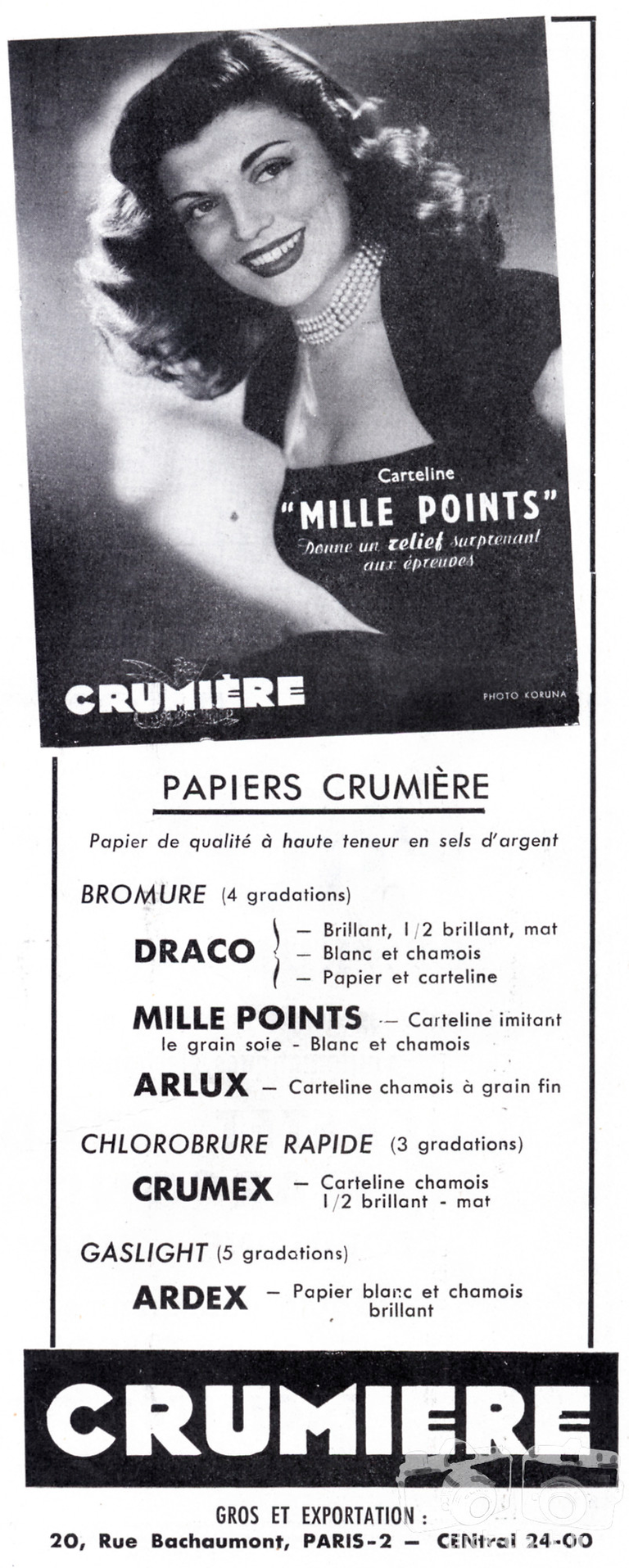 Crumière - Papier Draco, Mille Points, Arlux, Crumex, Ardex - 1951