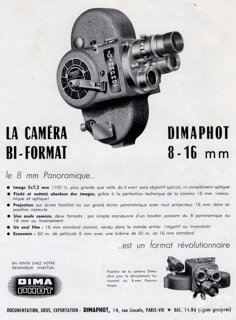 Dima-Phot - Caméra Dima-Phot bi-format 8-16 mm - 1956