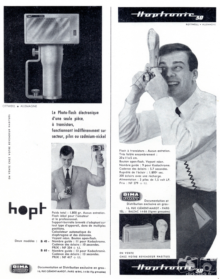 Dima-Phot - Flash Hopt B 40, Flash Hopt B 60, Flash Hoptronic 30 - 1960