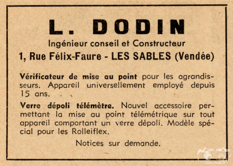 Dodin - Vérificateur de mise au point, Verre-Dépoli-Télémètre - 1947