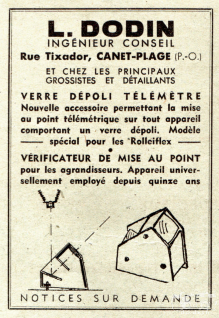 Dodin - Vérificateur de mise au point, Verre-Dépoli-Télémètre - mars 1948 - Photo-Cinéma