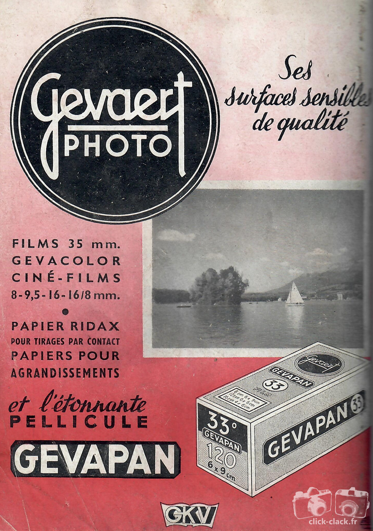 Gevaert - Ciné-Films Gevacolor, Papiers Ridax, Films Gevapan - janvier 1952
