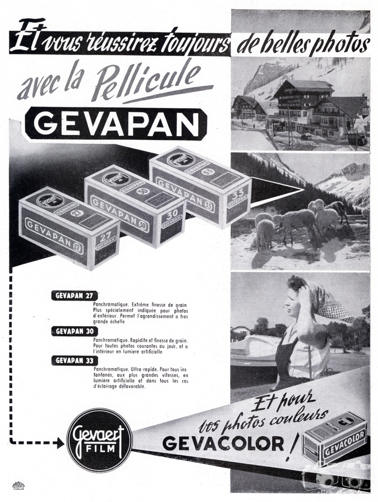 Gevaert - Films Gevapan 27, Gevapan 30, Gevapan 33 - 1955