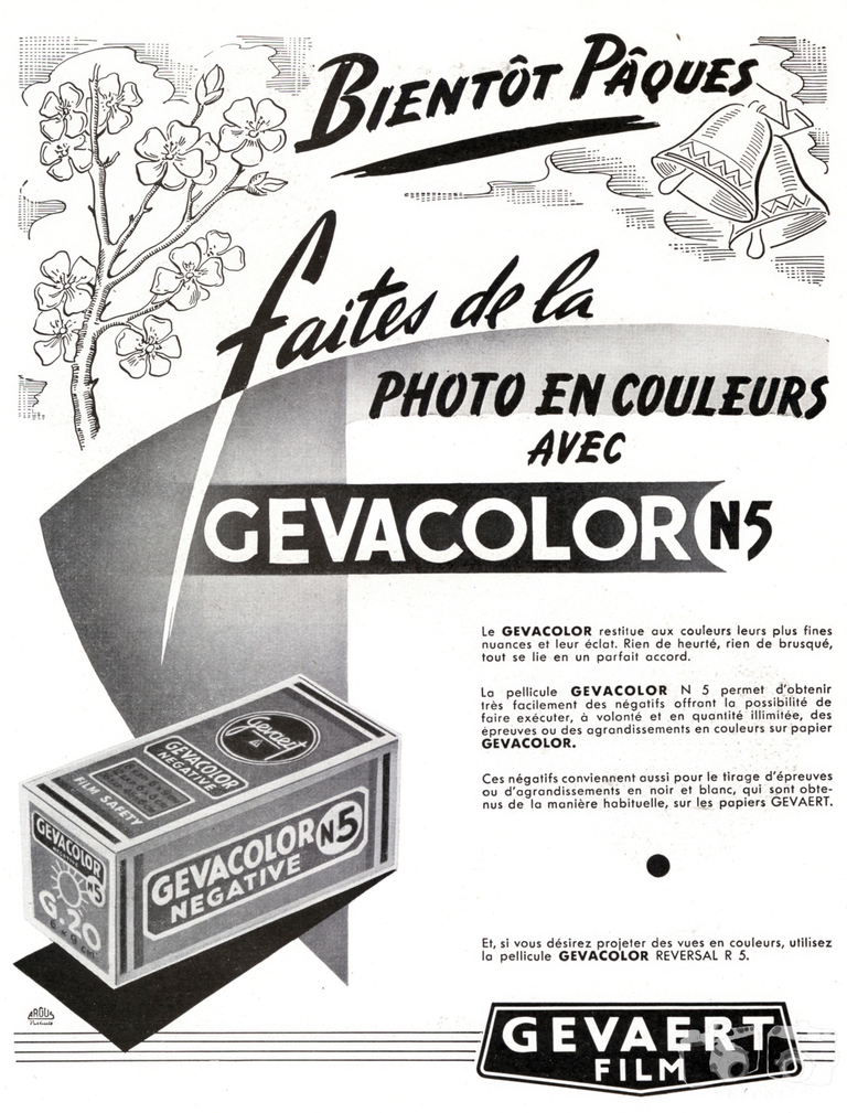 Gevaert - Films Gevapan 27, Gevapan 30, Gevapan 33, Gevapan 36, Gevacolor négative N5, Gevacolor Reversal R5 - 1955