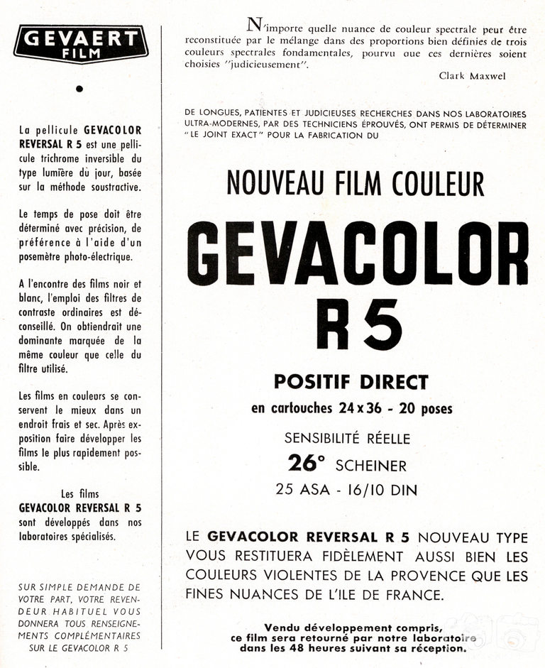 Gevaert - Gevacolor Reversal R5 - 1957