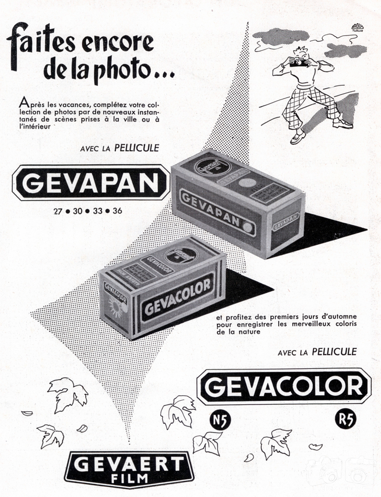 Gevaert - Films Gevapan 27, Gevapan 30, Gevapan 33, Gevapan 36, Gevacolor N5, Gevacolor R5 - 1957